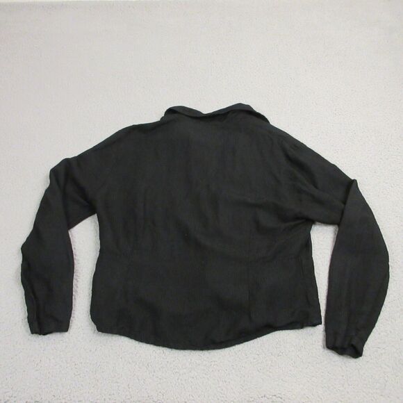 FLAX Jeanne Englehart Womens Linen Rayon Button Up Blouse Top size M Black - Picture 4 of 8